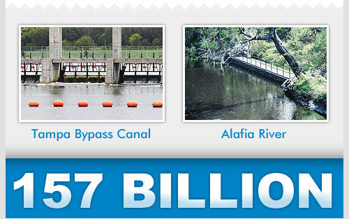 Tampa Bypass Canal and Alafia River: 157 billion gallons