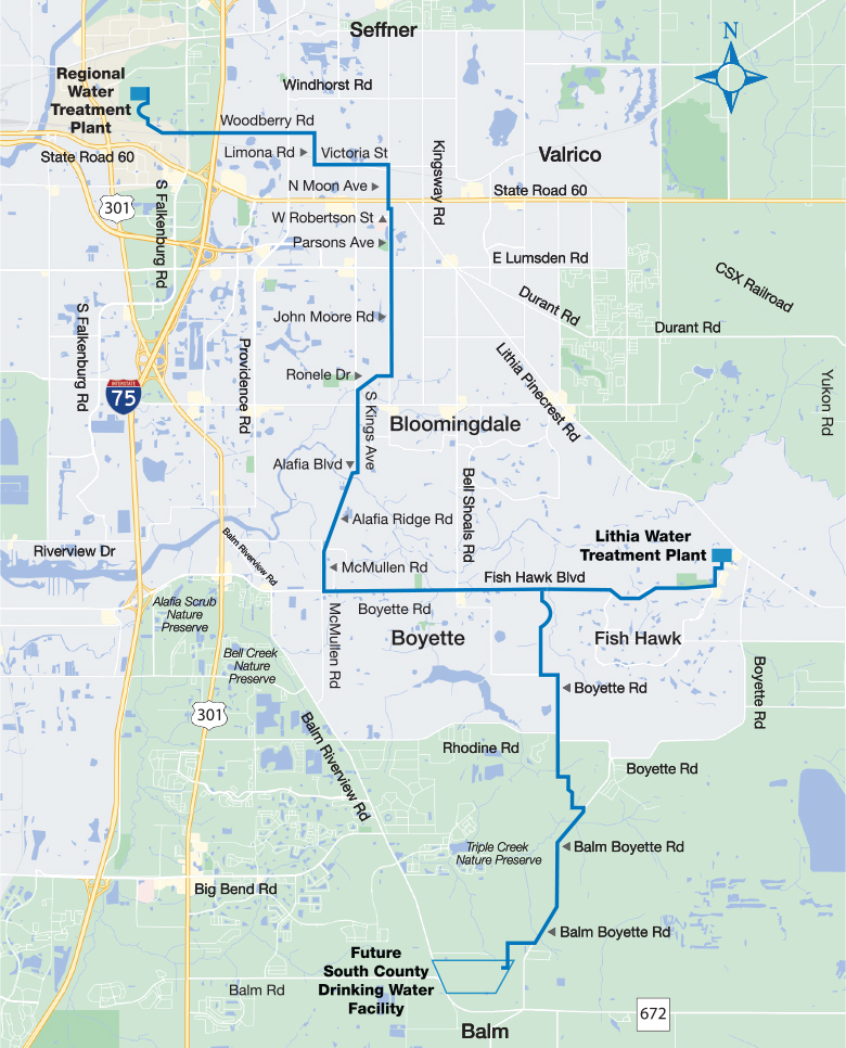 Map of location of South Hillsborough Pipeline Segment A