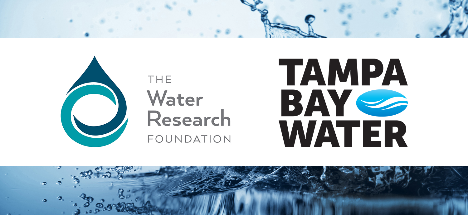 Water Research Foundation logo and Tampa Bay Water logo on watery background