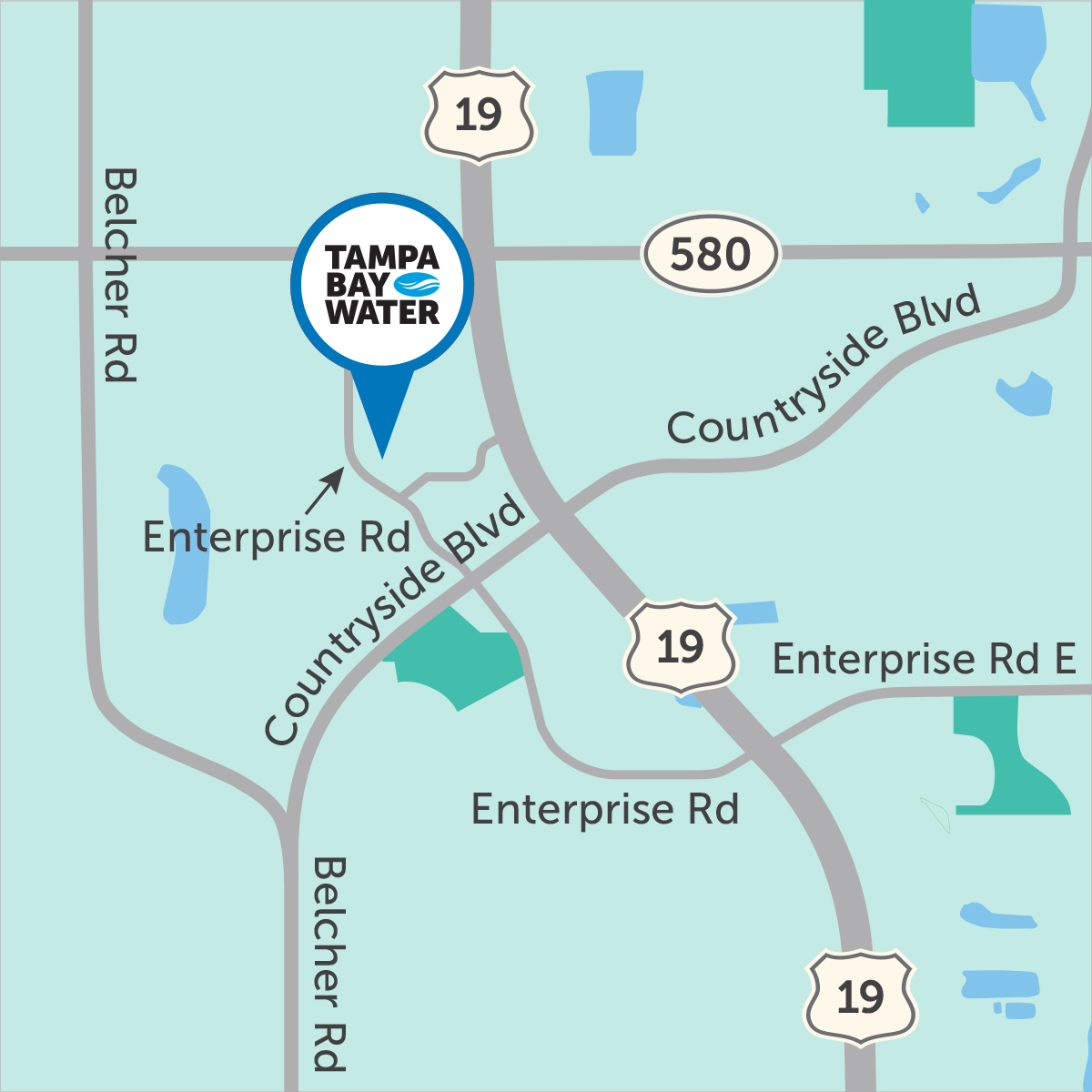 Tampa Bay Water's Administration Offices are located at 2575 Enterprise Road, Clearwater, FL 33763