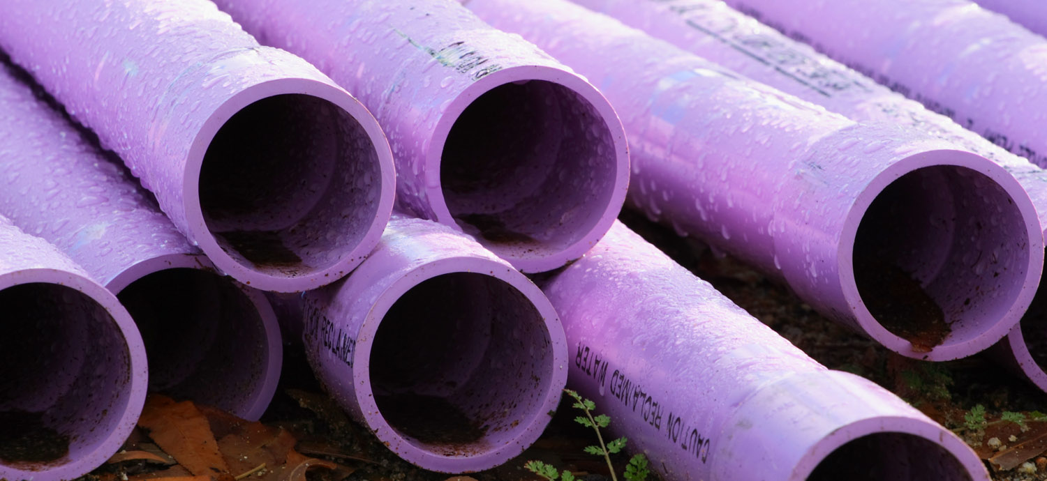 Stack of reclaimed water pipes