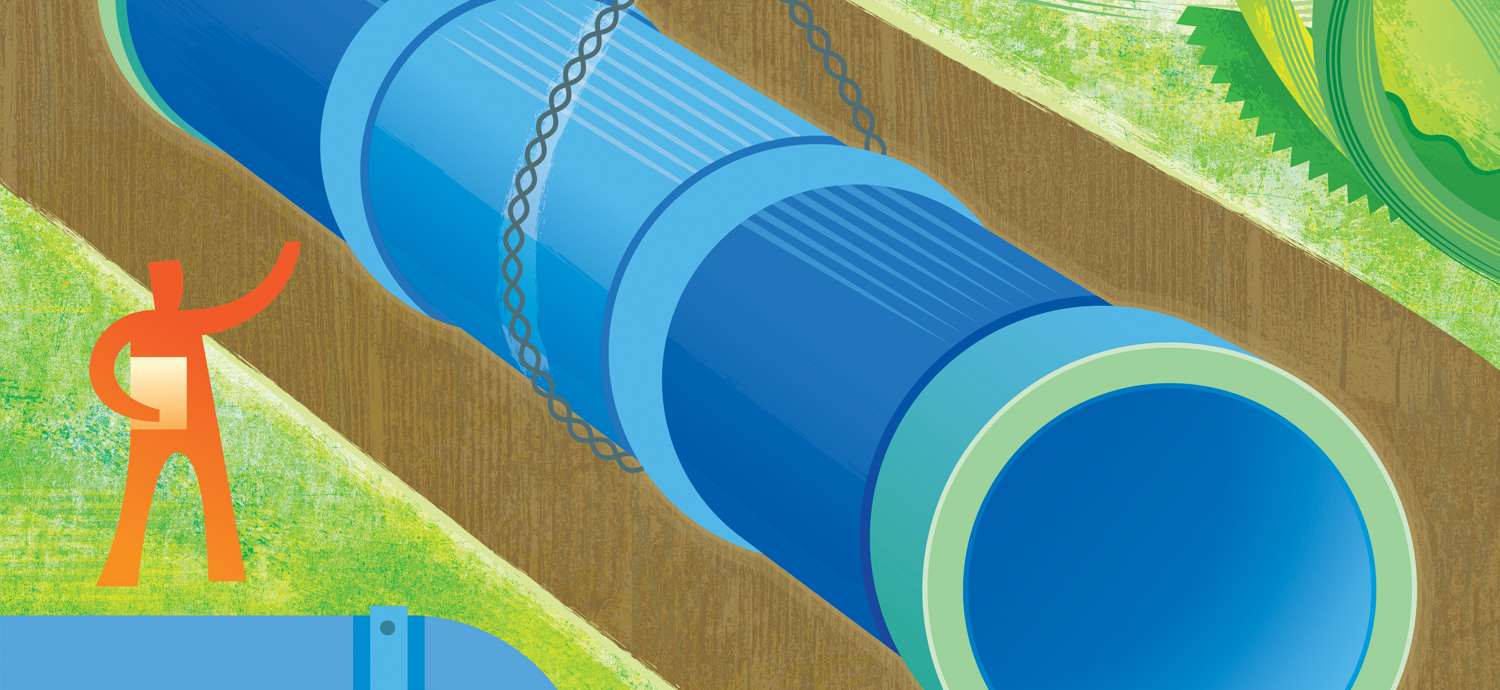 Graphic illustration of pipeline installation