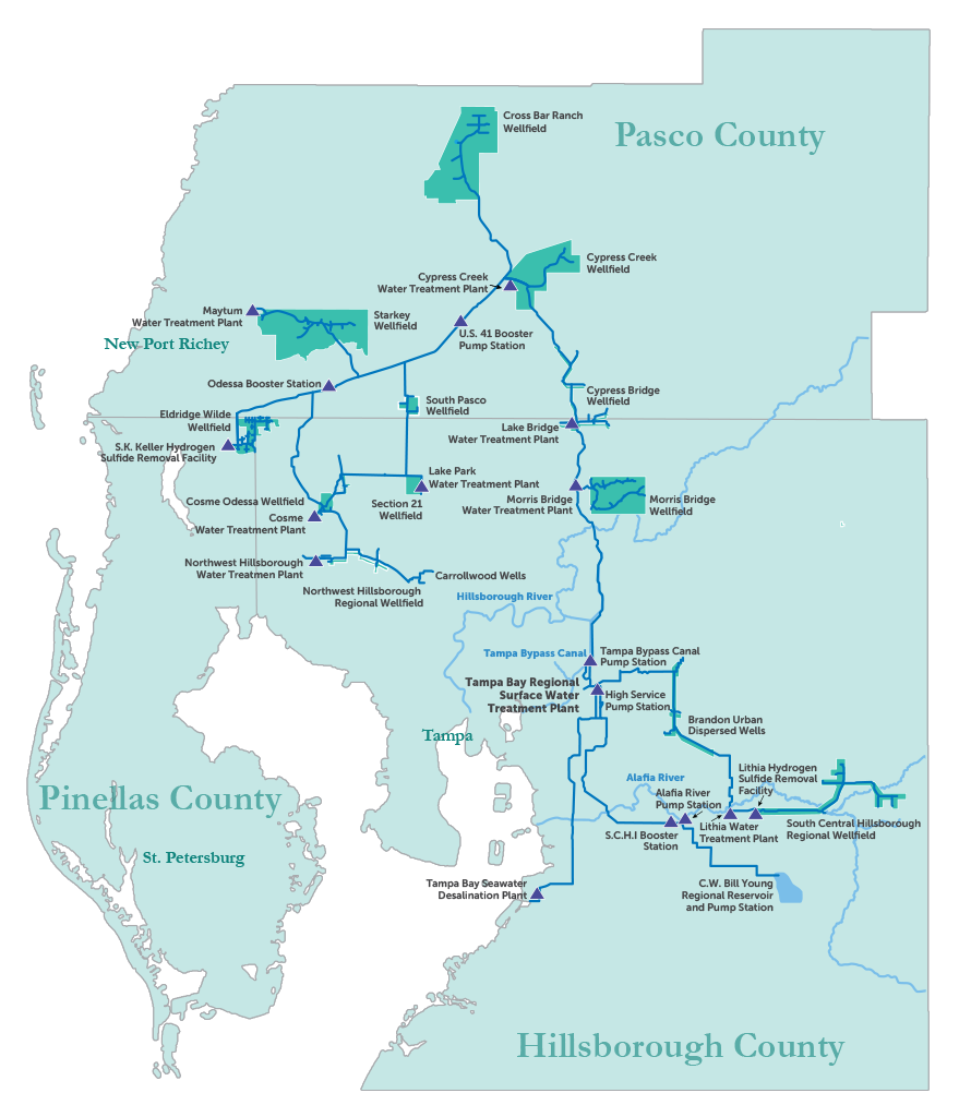 Map of Tampa Bay Water infrastructure
