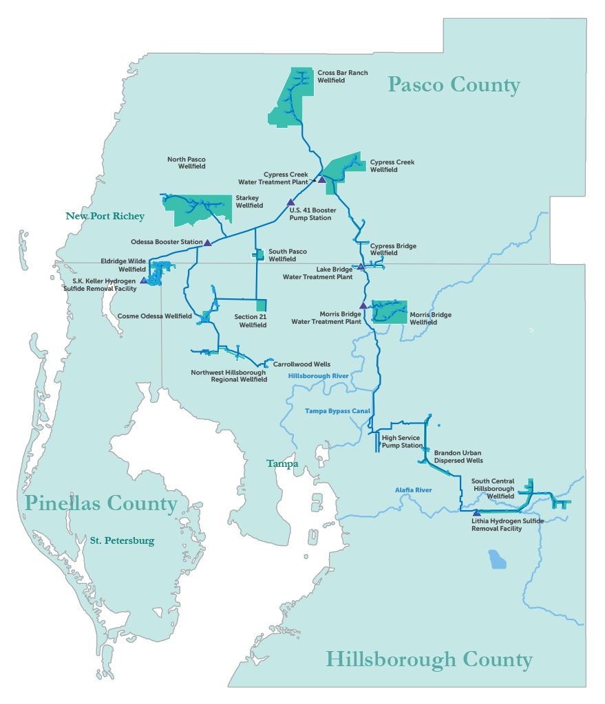 Map of Tampa Bay Water groundwater system